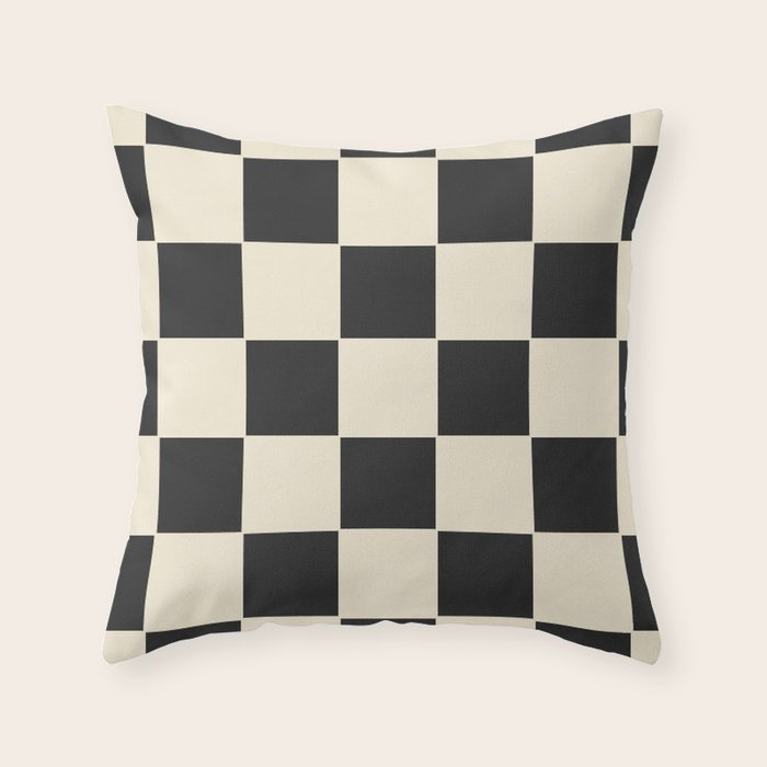 Beige & Black Check, Modern Checkerboard  Throw Pillow Gallery Image 6