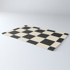 Beige & Black Check, Modern Checkerboard  Rug Gallery Image 3