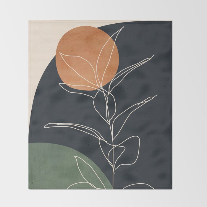 Abstract Art /Minimal Plant 98 Throw Blanket Gallery Image 2