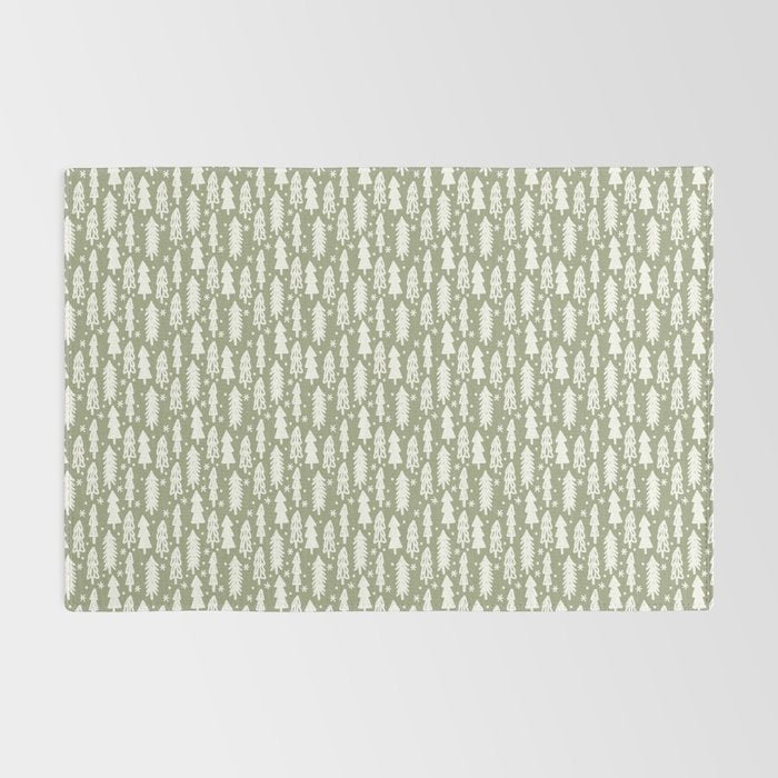 Boho Winter Trees . Lush Green Rug Gallery Image 2