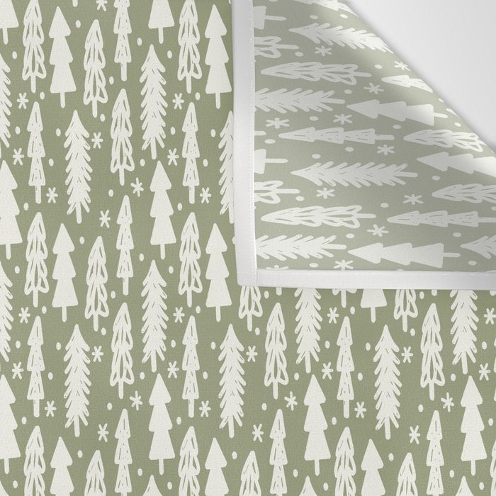 Boho Winter Trees . Lush Green Wall Tapestry Gallery Image 3
