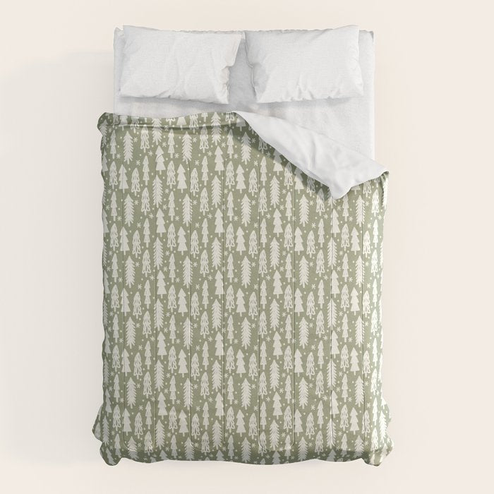 Boho Winter Trees . Lush Green Comforter Gallery Image 6