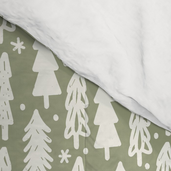 Boho Winter Trees . Lush Green Comforter Gallery Image 4