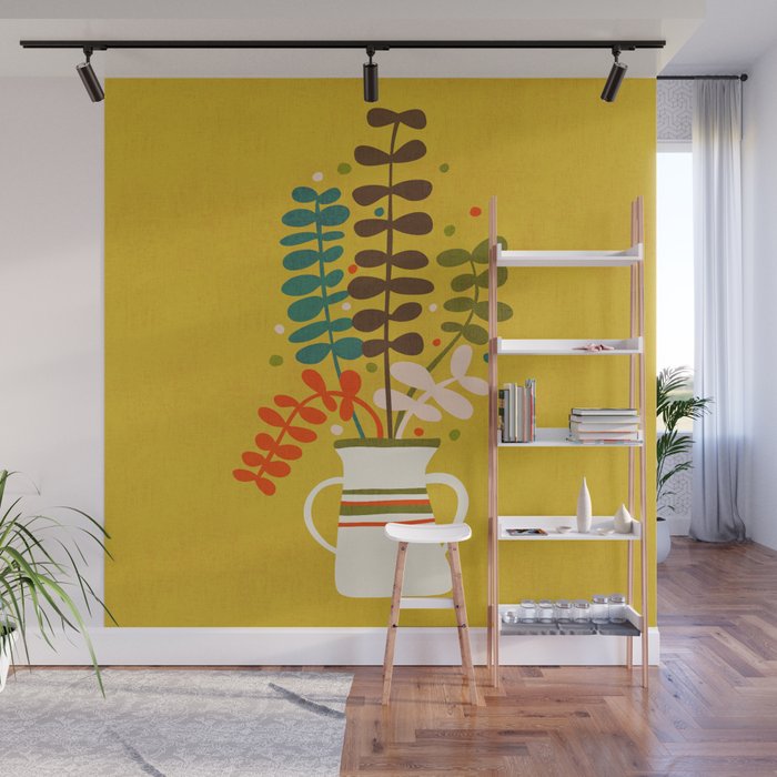 Potted Leaves Wall Mural Gallery Image 1