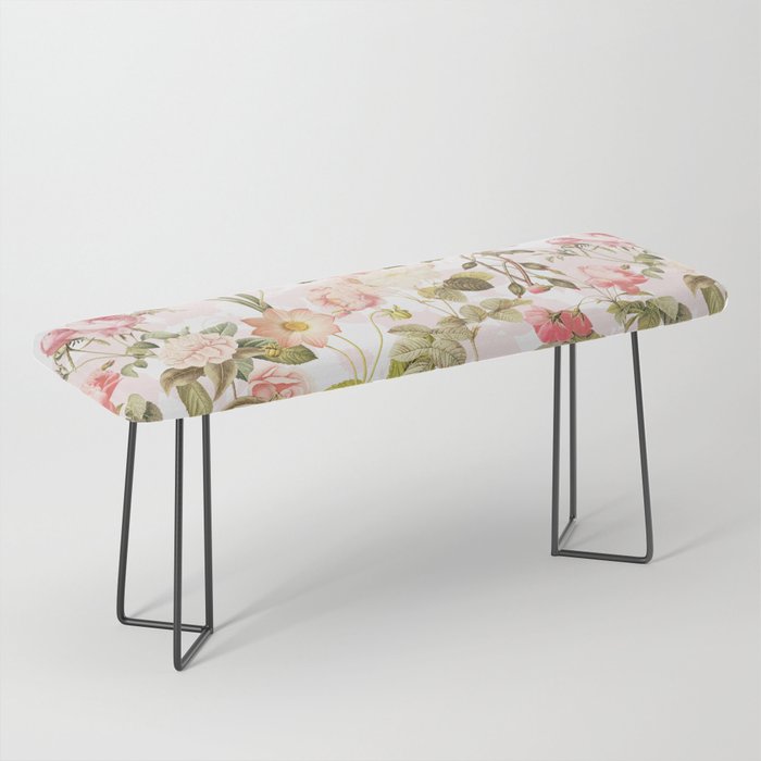 Vintage & Shabby Chic - Pink Sepia Summer Flowers Bench Gallery Image 1