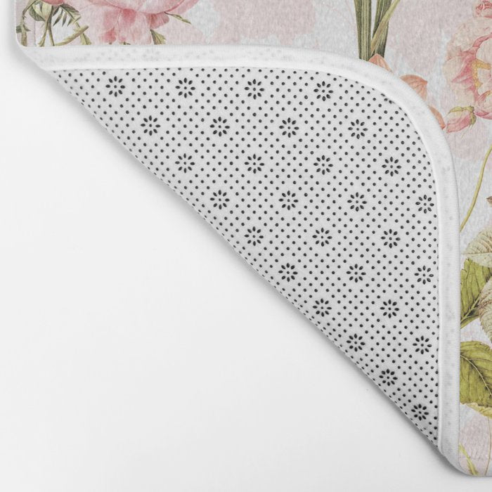 Vintage & Shabby Chic - Pink Sepia Summer Flowers Bath Mat Gallery Image 2