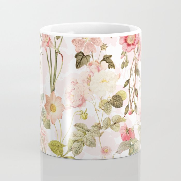 Vintage & Shabby Chic - Pink Sepia Summer Flowers Coffee Mug Gallery Image 4