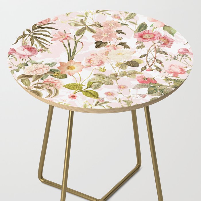 Vintage & Shabby Chic - Pink Sepia Summer Flowers Side Table Gallery Image 2