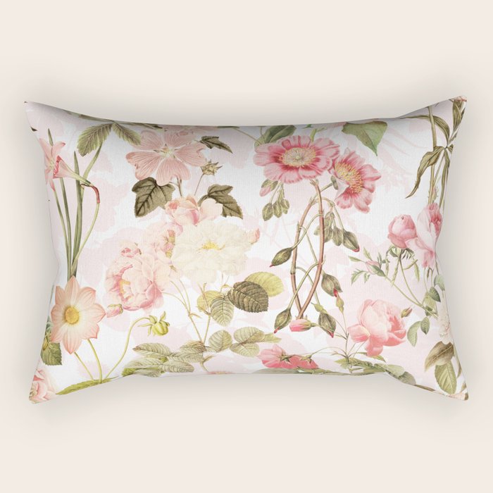 Vintage & Shabby Chic - Pink Sepia Summer Flowers Rectangular Pillow Gallery Image 1