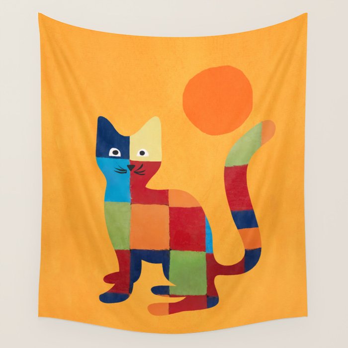 Squares Cat Wall Tapestry Gallery Image 4