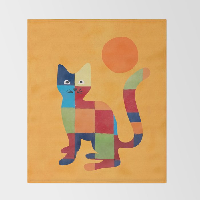 Squares Cat Throw Blanket Gallery Image 2
