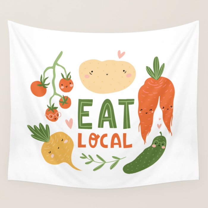 Cute vegetables Wall Tapestry Gallery Image 1