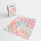 Festive, Floral Prints, Pink, Teal and Coral Jigsaw Puzzle Gallery Image 2