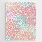 Festive, Floral Prints, Pink, Teal and Coral Jigsaw Puzzle Gallery Image 1