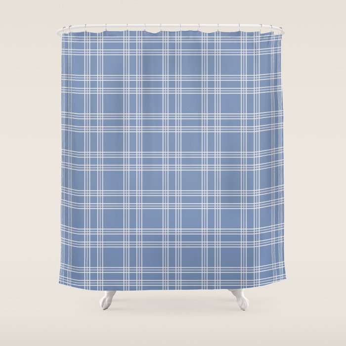 Blue Gingham Shower Curtain Gallery Image 1