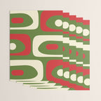 Piquet Mid-Century Modern Minimalist Abstract in Retro Christmas Green, Red, and Cream Wrapping Paper Gallery Image 3