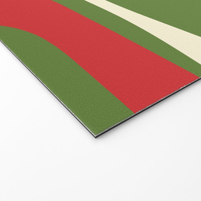 Piquet Mid-Century Modern Minimalist Abstract in Retro Christmas Green, Red, and Cream Welcome Mat Gallery Image 2