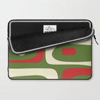 Piquet Mid-Century Modern Minimalist Abstract in Retro Christmas Green, Red, and Cream Laptop Sleeve Gallery Image 2