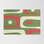 Piquet Mid-Century Modern Minimalist Abstract in Retro Christmas Green, Red, and Cream Rug Gallery Image 2