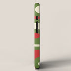 Piquet Mid-Century Modern Minimalist Abstract in Retro Christmas Green, Red, and Cream iPhone Case Gallery Image 2