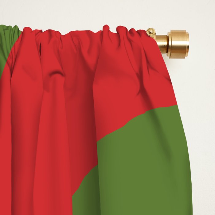 Piquet Mid-Century Modern Minimalist Abstract in Retro Christmas Green, Red, and Cream Window Curtain Gallery Image 2