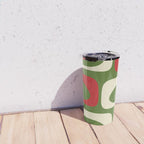 Piquet Mid-Century Modern Minimalist Abstract in Retro Christmas Green, Red, and Cream Travel Mug Gallery Image 4