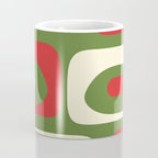 Piquet Mid-Century Modern Minimalist Abstract in Retro Christmas Green, Red, and Cream Coffee Mug Gallery Image 4