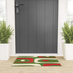 Piquet Mid-Century Modern Minimalist Abstract in Retro Christmas Green, Red, and Cream Welcome Mat Gallery Image 3