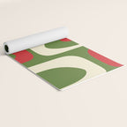 Piquet Mid-Century Modern Minimalist Abstract in Retro Christmas Green, Red, and Cream Yoga Mat Gallery Image 2