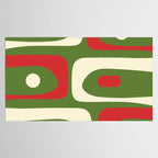 Piquet Mid-Century Modern Minimalist Abstract in Retro Christmas Green, Red, and Cream Tablecloth Gallery Image 2