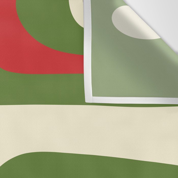 Piquet Mid-Century Modern Minimalist Abstract in Retro Christmas Green, Red, and Cream Wall Tapestry Gallery Image 3