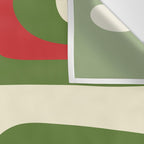 Piquet Mid-Century Modern Minimalist Abstract in Retro Christmas Green, Red, and Cream Wall Tapestry Gallery Image 3