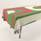 Piquet Mid-Century Modern Minimalist Abstract in Retro Christmas Green, Red, and Cream Tablecloth Gallery Image 1