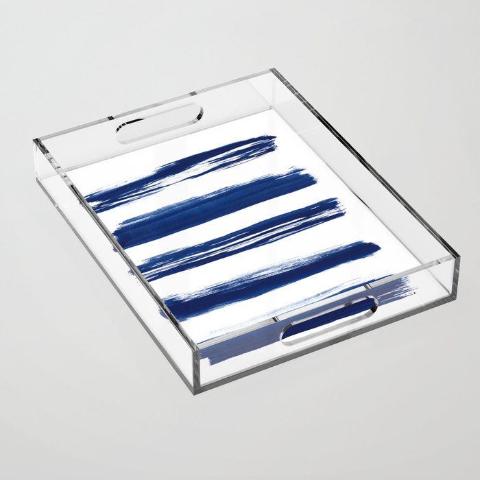 Indigo Brush Strokes | No. 2 Acrylic Tray Gallery Image 1