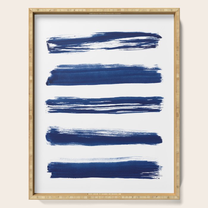 Indigo Brush Strokes | No. 2 Serving Tray Gallery Image 1