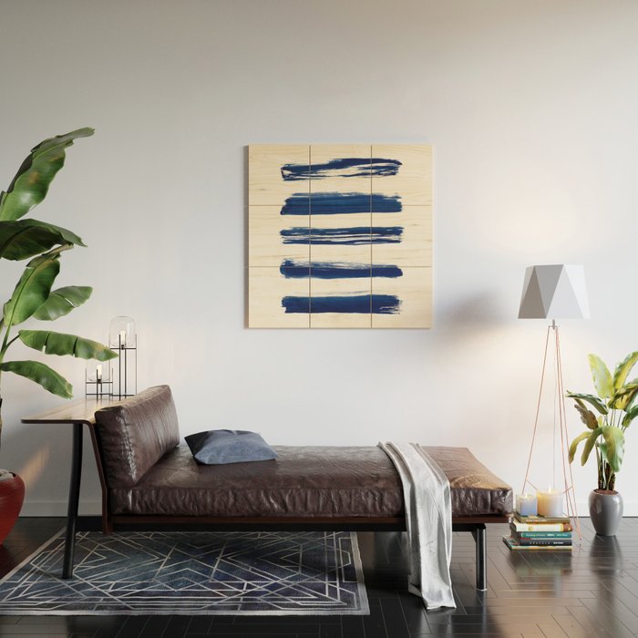 Indigo Brush Strokes | No. 2 Wood Wall Art Gallery Image 2