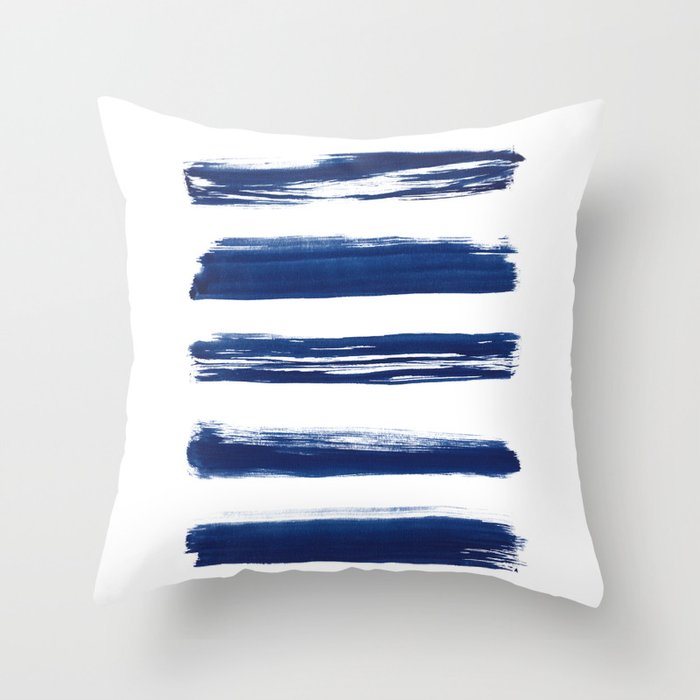 Indigo Brush Strokes | No. 2 Throw Pillow Gallery Image 1