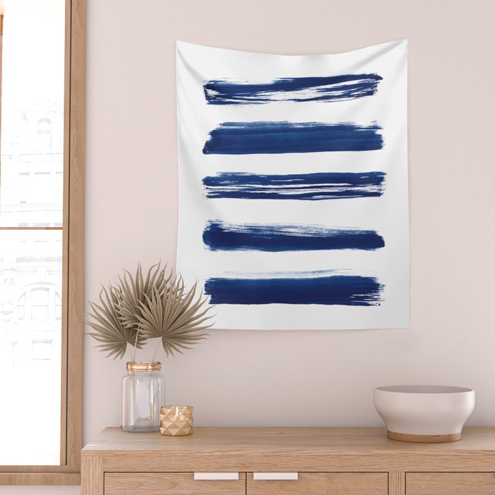 Indigo Brush Strokes | No. 2 Wall Tapestry Gallery Image 2