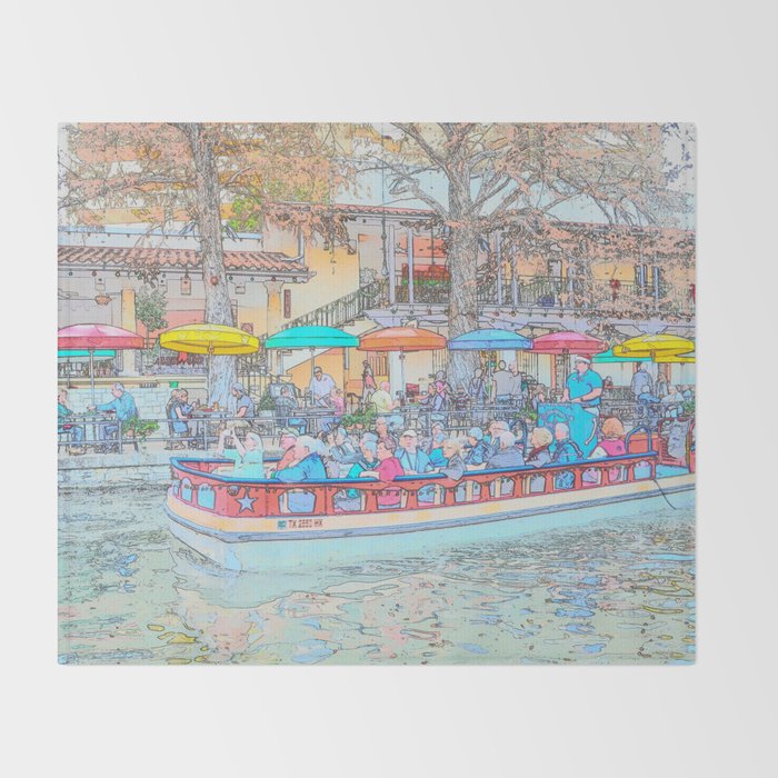 Ride Down The River - San Antonio, Texas Throw Blanket Gallery Image 2