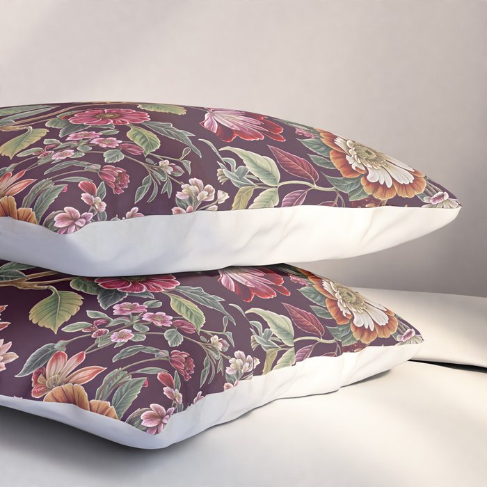 Casbah Magenta Burgundy Floral Pillow Sham Gallery Image 3