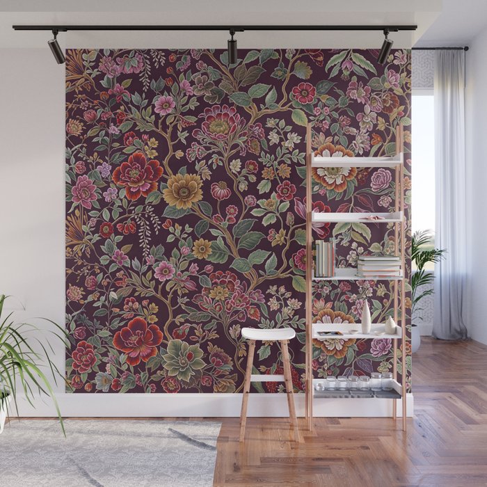Casbah Magenta Burgundy Floral Wall Mural Gallery Image 1