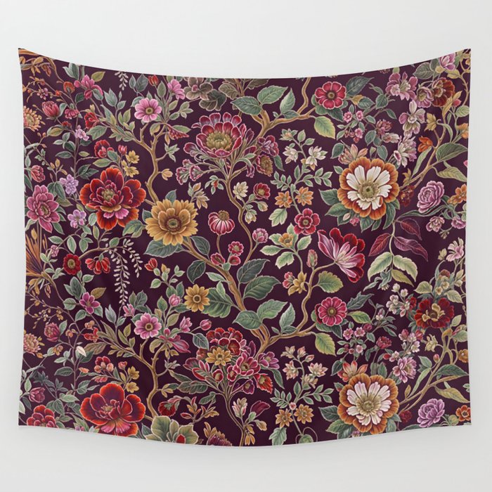 Casbah Magenta Burgundy Floral Wall Tapestry Gallery Image 4