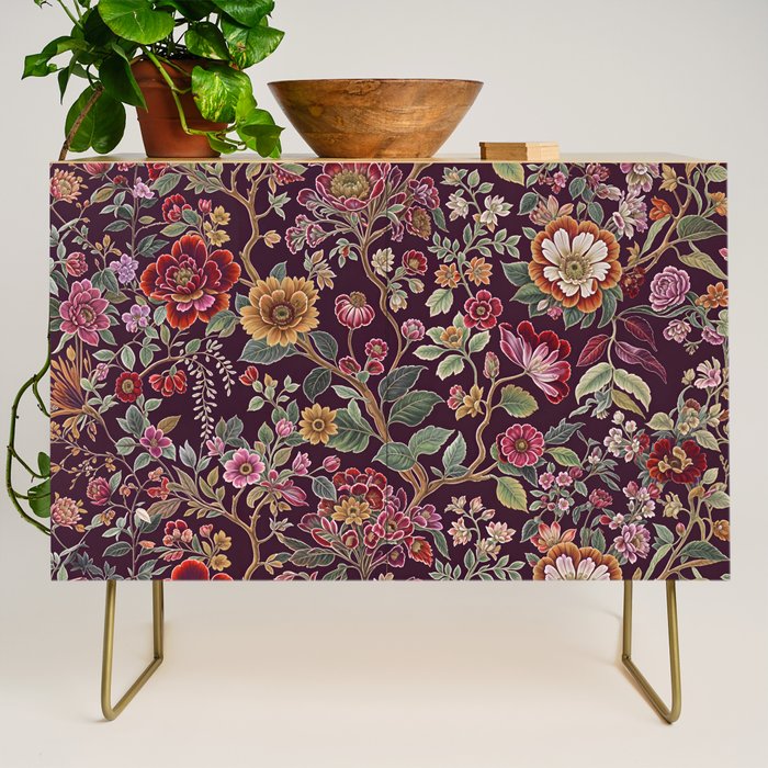Casbah Magenta Burgundy Floral Credenza Gallery Image 1