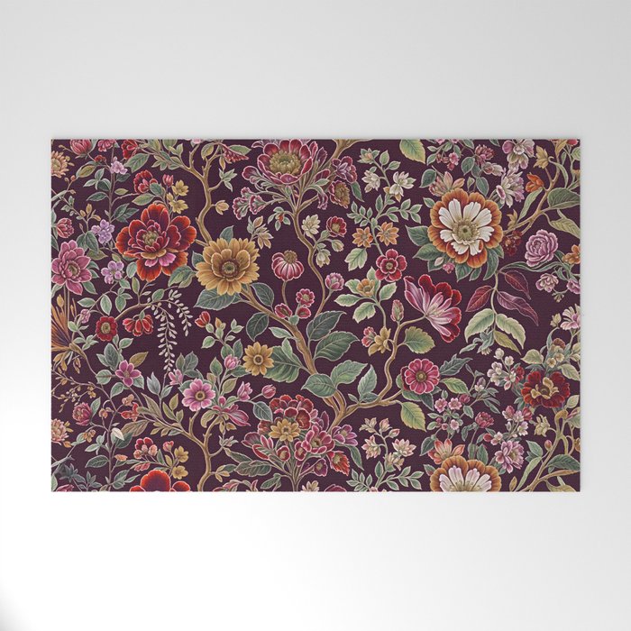 Casbah Magenta Burgundy Floral Welcome Mat Gallery Image 1