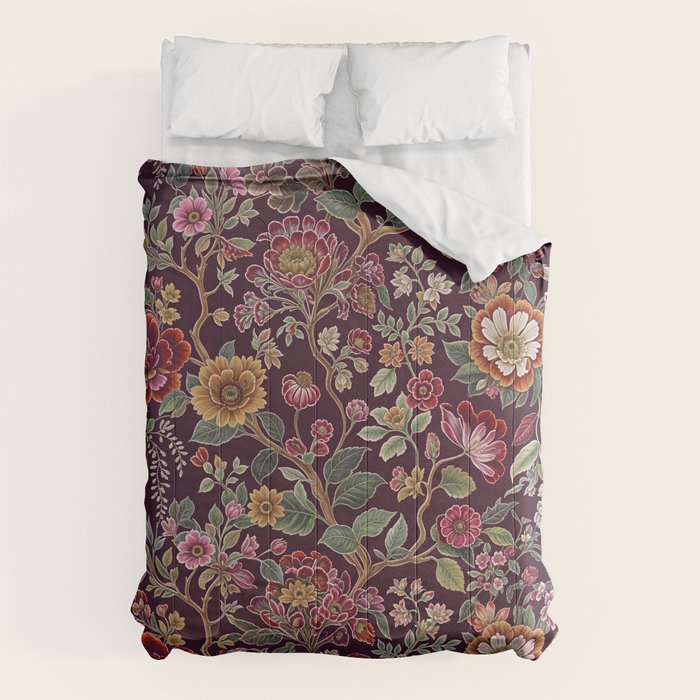 Casbah Magenta Burgundy Floral Comforter Gallery Image 6