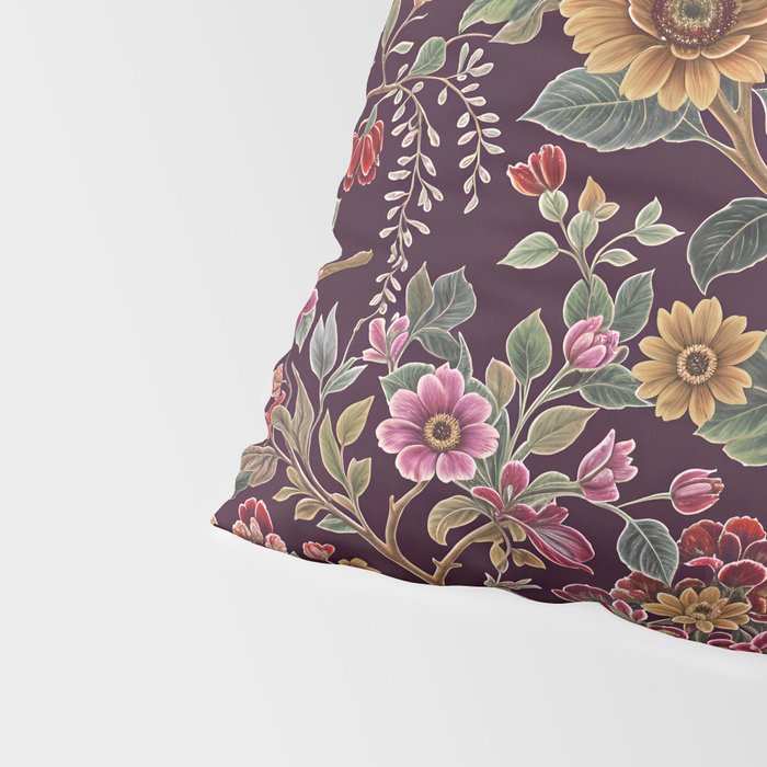 Casbah Magenta Burgundy Floral Pillow Sham Gallery Image 4