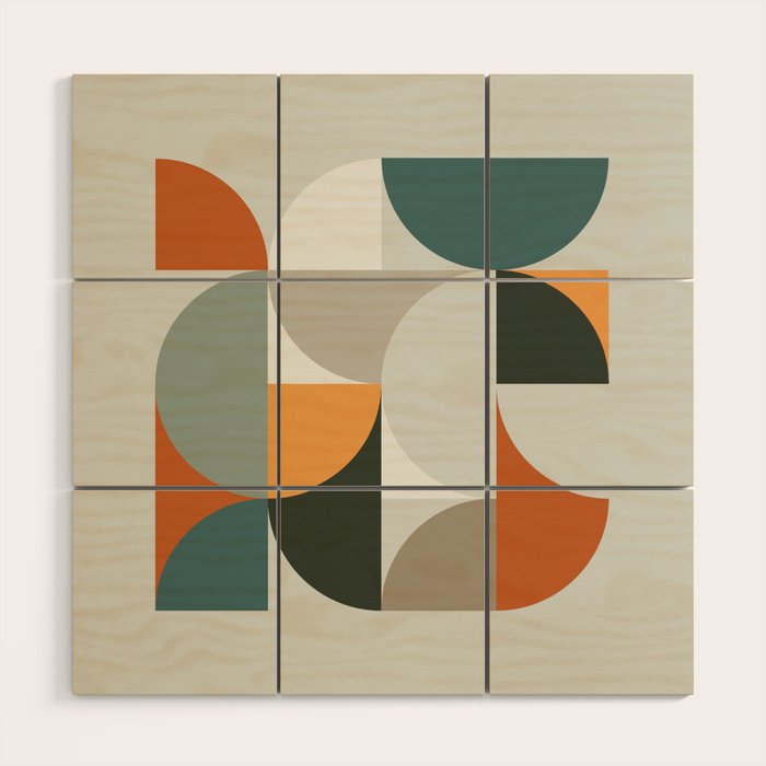 Mid Century Geometric 12 Wood Wall Art Gallery Image 1