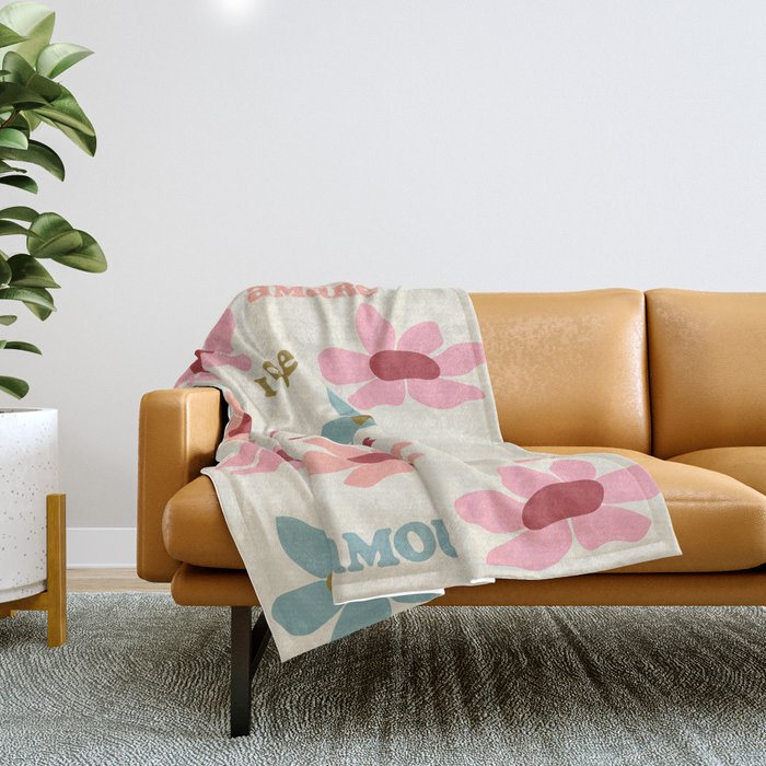 Retro Love Art Print  Throw Blanket Gallery Image 1