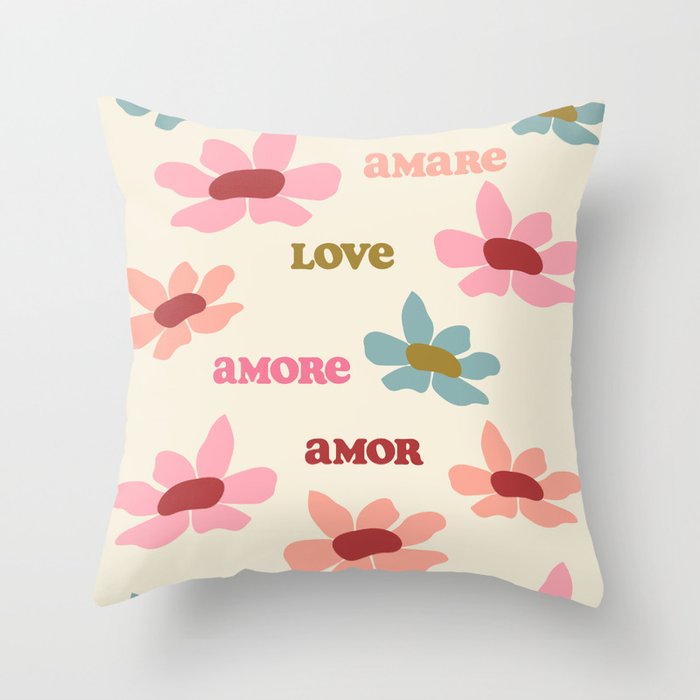 Retro Love Art Print  Throw Pillow Gallery Image 6