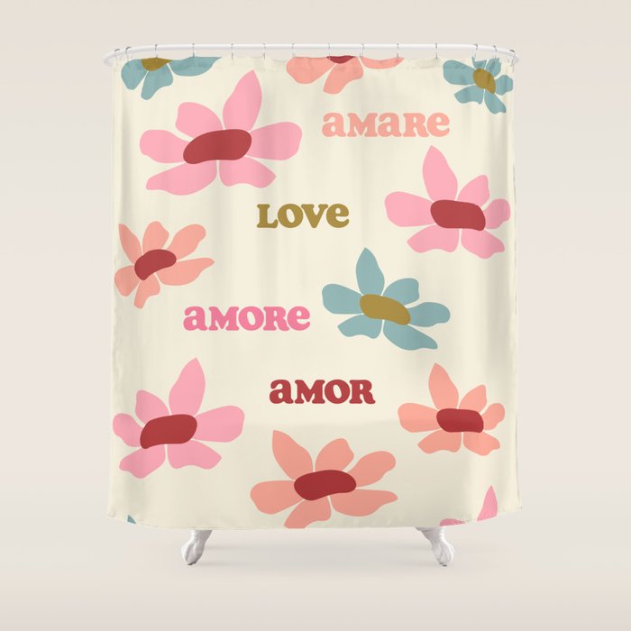 Retro Love Art Print  Shower Curtain Gallery Image 1